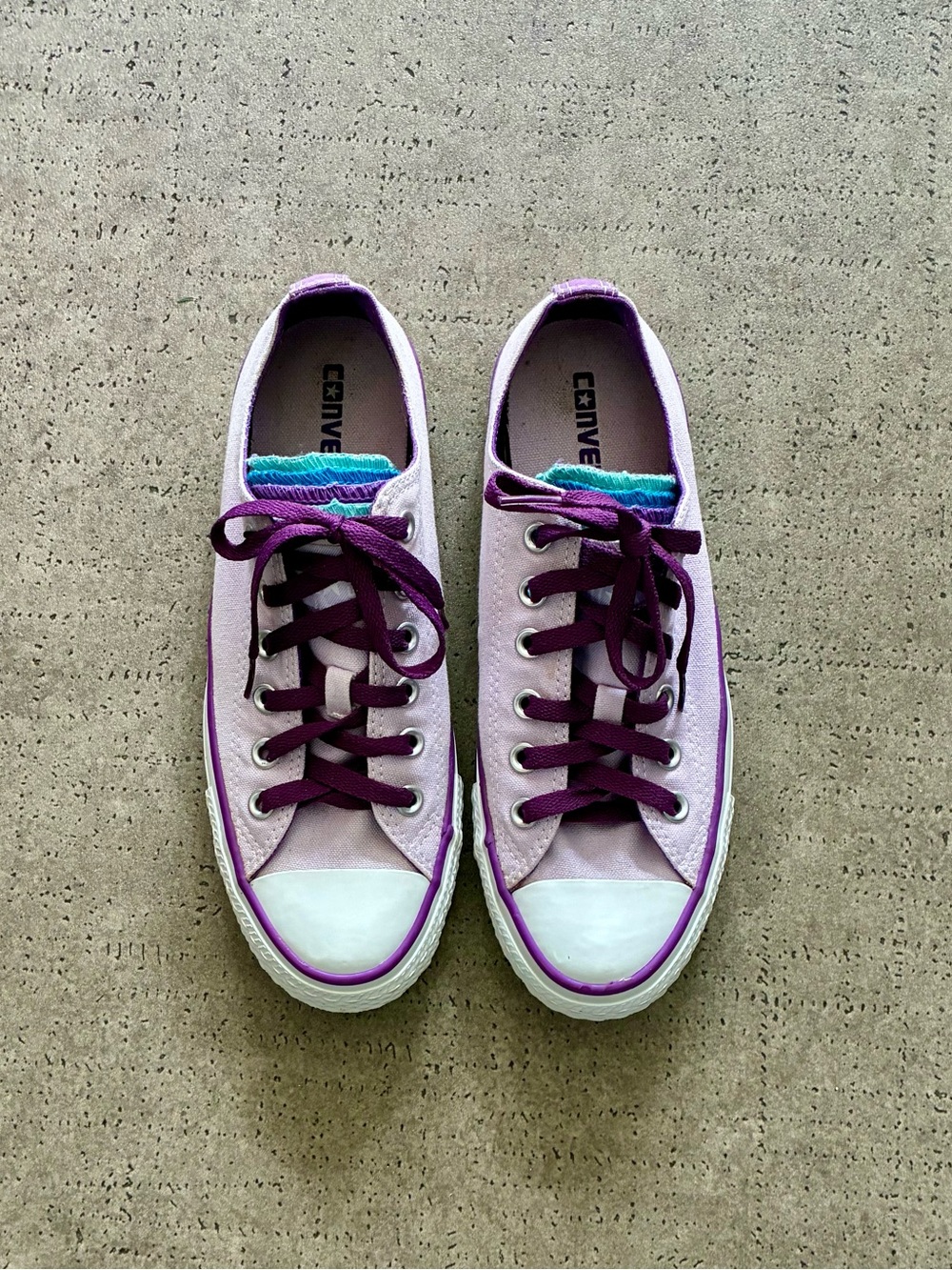 Converse All Star Rare Multi-Tongue Lavender Purple Low Top Sneakers Size 8